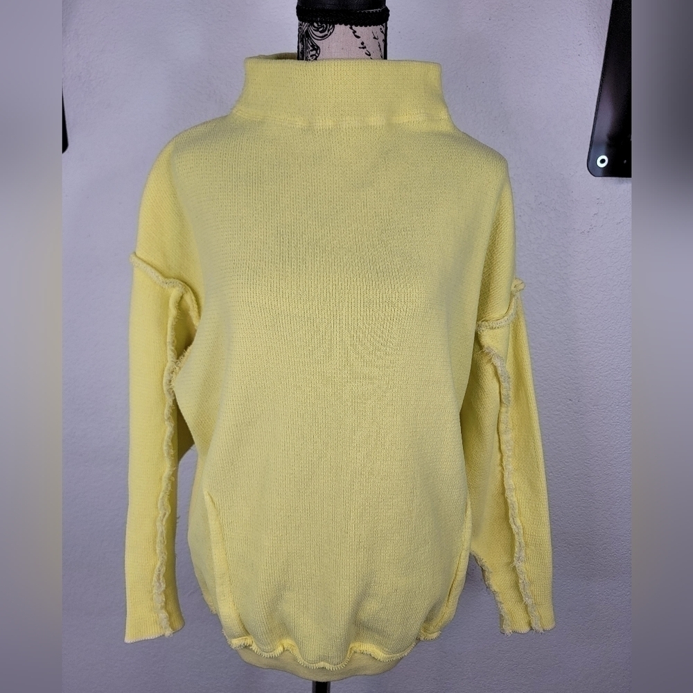 Free People Oversized Sweater XS Exposed Seams Relaxed Coastal OB 1091564